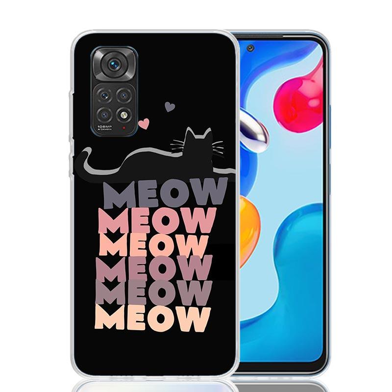 Аниме Милый Черный Кот Мяу Чехол Для Телефона Для Xiaomi Redmi Note 15 14 13 12S 12 Pro Plus 11S 11E 11 11T 10S 10 Арт Мягкий Чехол С Рисунком