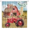 Farmhouse Shower Curtain Vintage Old Tractor Farm Truck Rustic Barn House Windmill Green Leaves Plant Forest Country Nature Scenery Home Bathroom