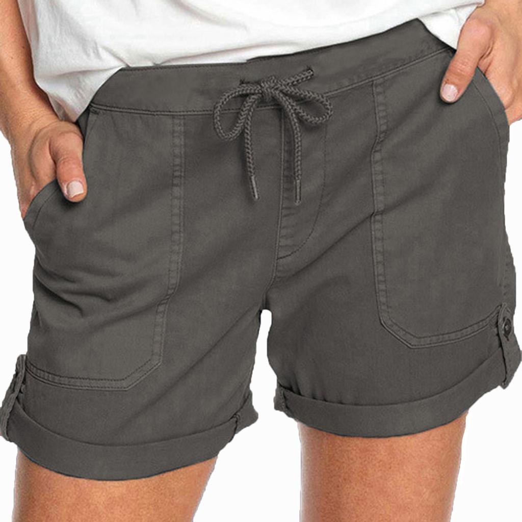 Модные женские мягкие шорты с эластичной резинкой на талии и карманами, повседневные пижамные шорты