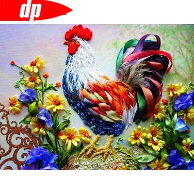 Алмазная вышивка Животные Петух Алмазная картина с круглыми стразами Цветы Художественная картина из бисера