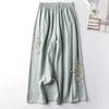 Women's Summer Cotton Linen Thin Section Casual Pants Ethnic Style Embroidery Nine-minute Wide-legged Pants