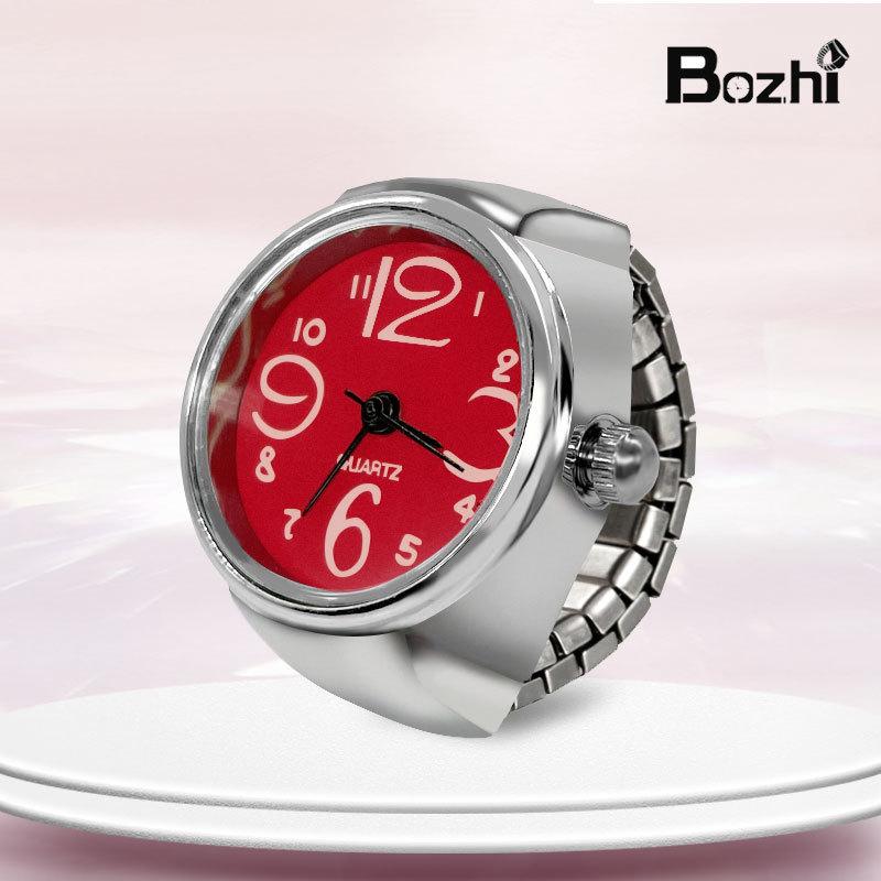 Trendy Unisex New Retro Hip-hop Women's Ring With Round Steel Dial Punk Style Elastic Quartz Ring Women's And Girls' Ring Watch