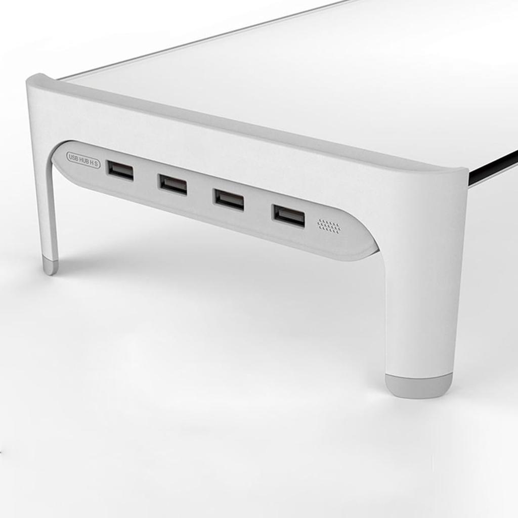 Tempered Glass Computer Monitor Stand with Fast Charging USB Multifunctional Monitor Desk 40kg Weight Laptop Desk Desktop Improves Port, Stand, Stand,