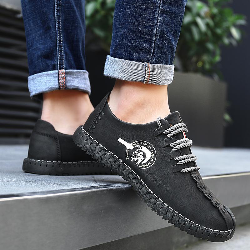 Мужские большие размеры 38-47, резиновая мягкая подошва, нескользящие, износостойкие мокасины ручной работы, обувь для вождения автомобиля