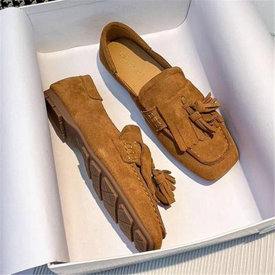 Весна-лето Женские балетки с бахромой Квадратный носок Прогулочные туфли для вождения Женские удобные мокасины для отдыха Кисточки Эспадрильи на плоской подошве