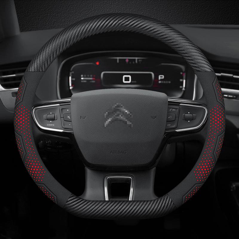 For Citroen C1 C2 C3 C4 C5 C6 VTS Xsara C-Crosser Berlingo Jumpy Carbon fiber Suede Car Steering Wheel Cover Auto Accessories