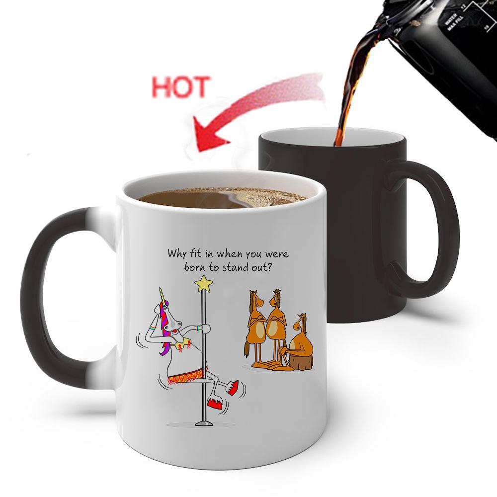 Забавная мультяшная серия, меняющая цвет кружка, керамическая чашка для кофе с ощущением тепла, праздничный подарок для мужчин и женщин