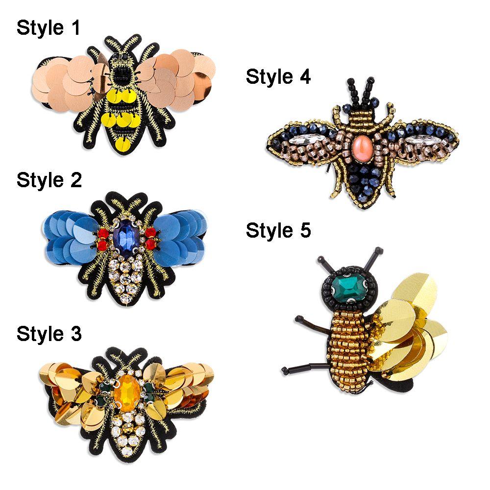 Beaded Rhinestone Apparel Sewing & Fabric Sew On Patch Bee Badge Sequin Patches Crystal Applique