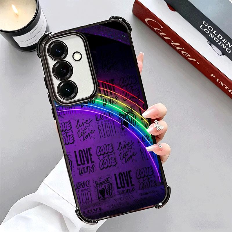 LGBT Rainbow Love Is Love Plating Phone Case For Samsung A17 A07 A37 A57 A16 A56 A15 A55 A14 A54 A13 A53 A26 A36 A25 A35 A24 A34
