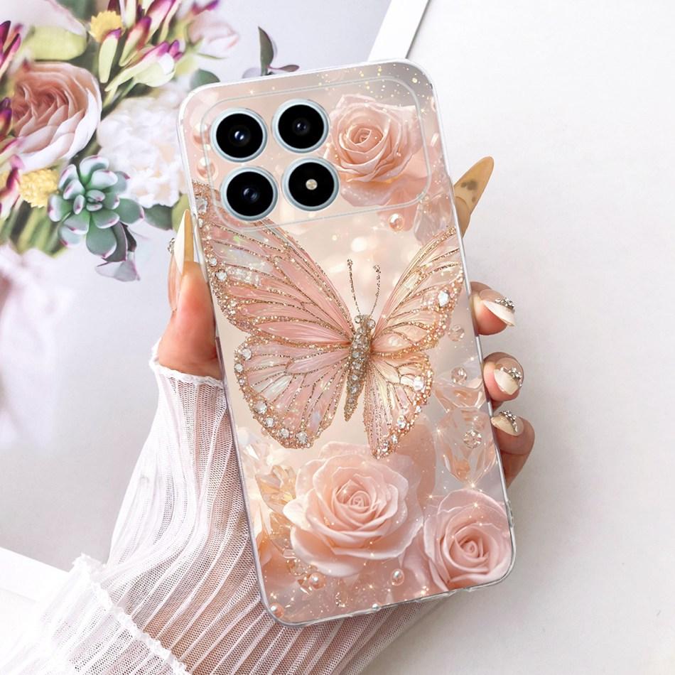 For Xiaomi Poco F8 Pro 2025 Cute Flower Butterfly Cat Painted Case For Poco F8Pro 5G Soft Silicone TPU Phone Cases