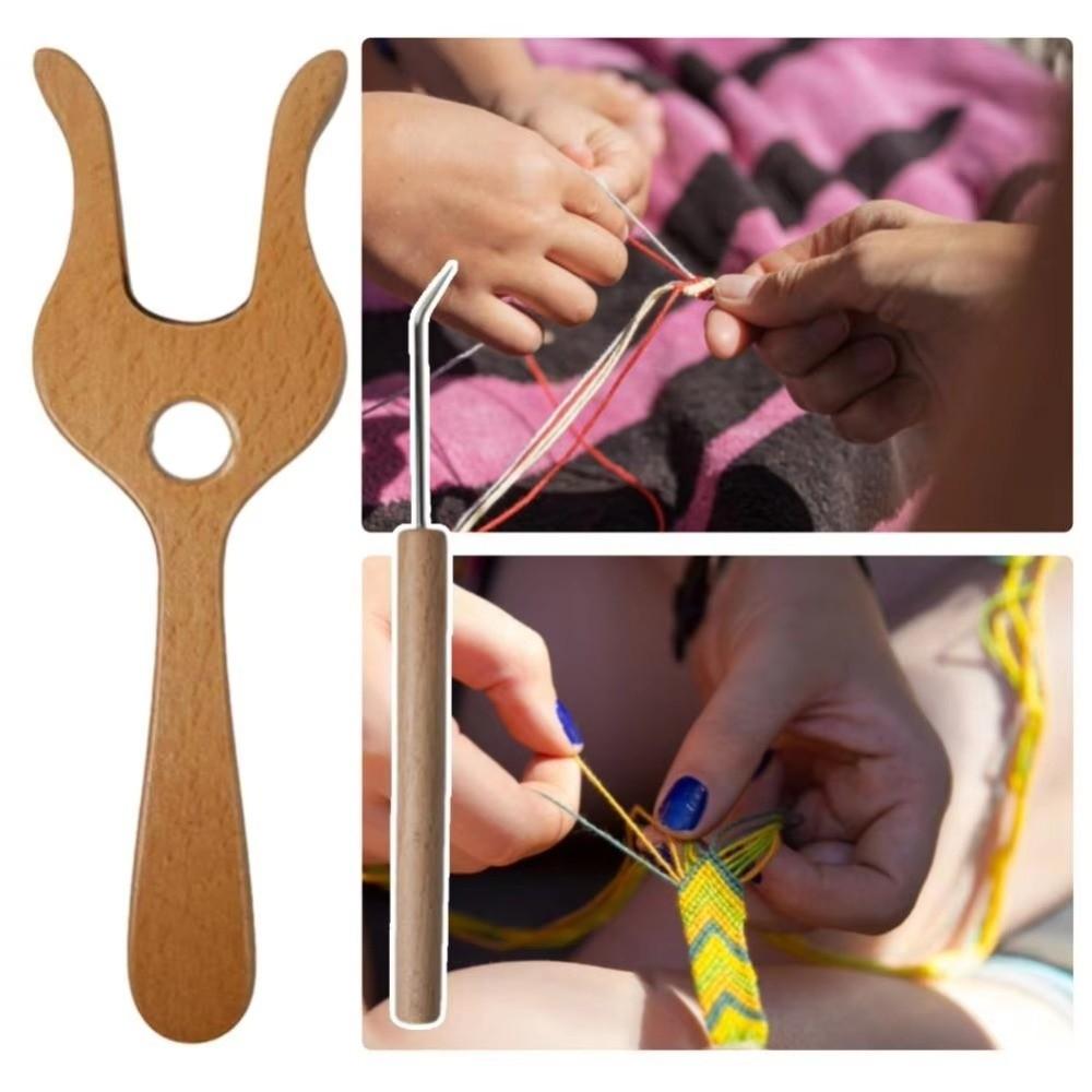 Knitted Suit Wooden Knitting Fork Yarn Macrame Tool DIY Scarf Making Tool DIY Craft Braiding Tool
