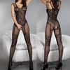 Ladies Lace Fishnet Stocking Sexy Hollow Catsuit Open Crotch Stockings Lingerie Bodysuit
