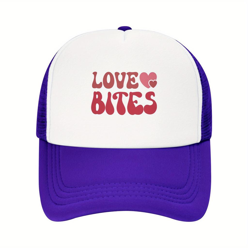 Love Bites Graphic Trucker Hat Breathable Mesh Baseball Cap Casual TwoTone Style Adult
