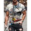 Men's Novel 3D Art Graffiti Printed T-shirt Casual Fashion T-shirt Street Style Short Sleeved Round Neck Shirt Men's Oversized Clothing