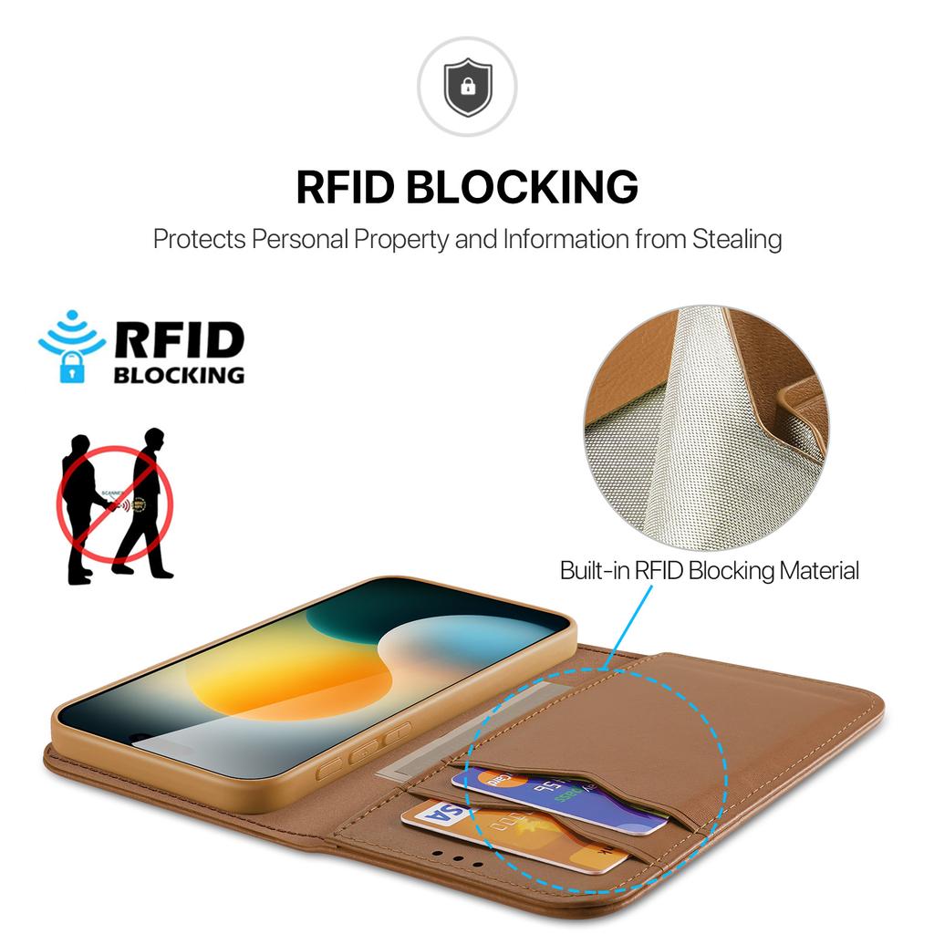 Для iPhone 17 Pro Чехол DUX DUCIS Серия Hivo Кожа из коровьей шкуры Блокировка RFID Кошелек Подставка Чехол-книжка