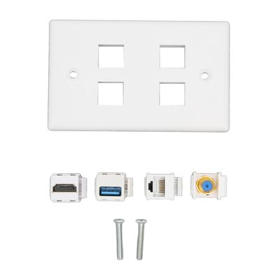 Настенная панель с 4 портами HD Мультимедийный интерфейс Тип F USB 3.0 Cat6 для домашней проводки Панель для HDTV Проектора Компьютера