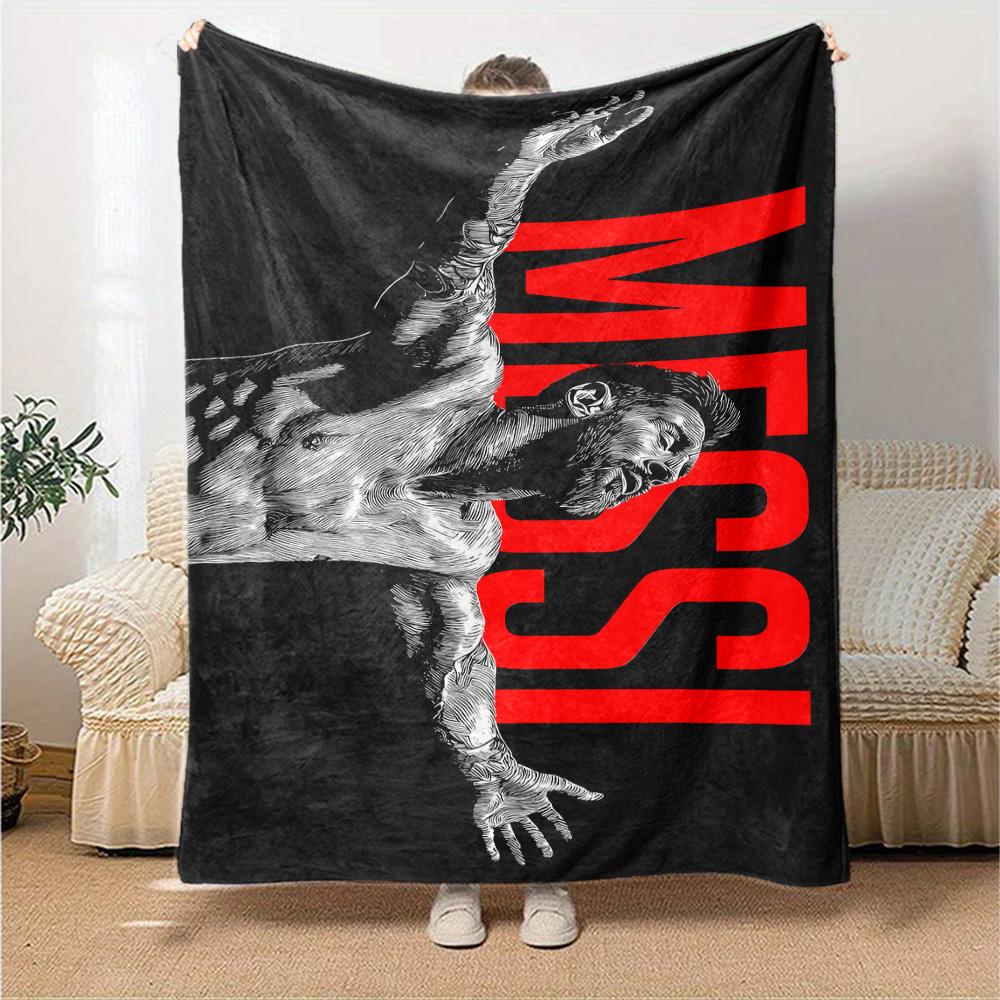Leo Messi's Iconic Jersey Blanket Warmthful Decor Suitable for Bed Picnics Seaside Four Seasons Universal Stylish Decor Birthday Christmas Gift Blanke