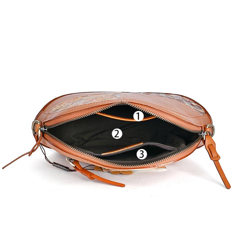 Johnature Vintage Embossed Genuine Leather Shell Bag Women Versatile Natural Real Cowhide Shoulder & Crossbody Bags