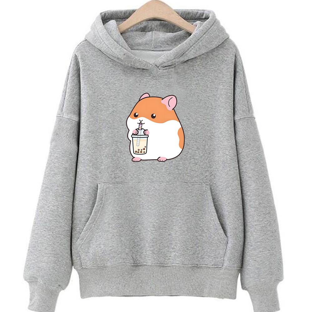 Толстовка с капюшоном в стиле Харадзюку в стиле хомяка, топы с принтом Kpop, толстовки с героями мультфильмов, милая зимняя одежда, толстовки для женщин/мужчин