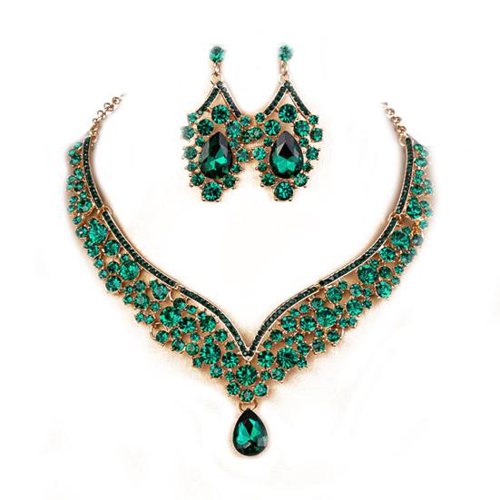 1 компл. свадебные серьги, ожерелье, капли воды, стразы, ювелирные изделия, геометрический регулируемый комплект ювелирных изделий для свадьбы