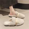 Новые модные меховые туфли женские тапочки с низким носком на платформе из флока роскошные шлепанцы женские плюшевые туфли на плоской подошве дизайнерские мягкие базовые