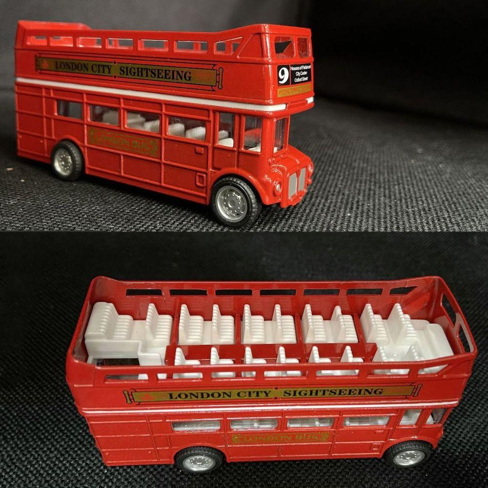 Double Decker Bus Car Model Simulation Pull Back Vehicle Travel Bus Model Children Gift