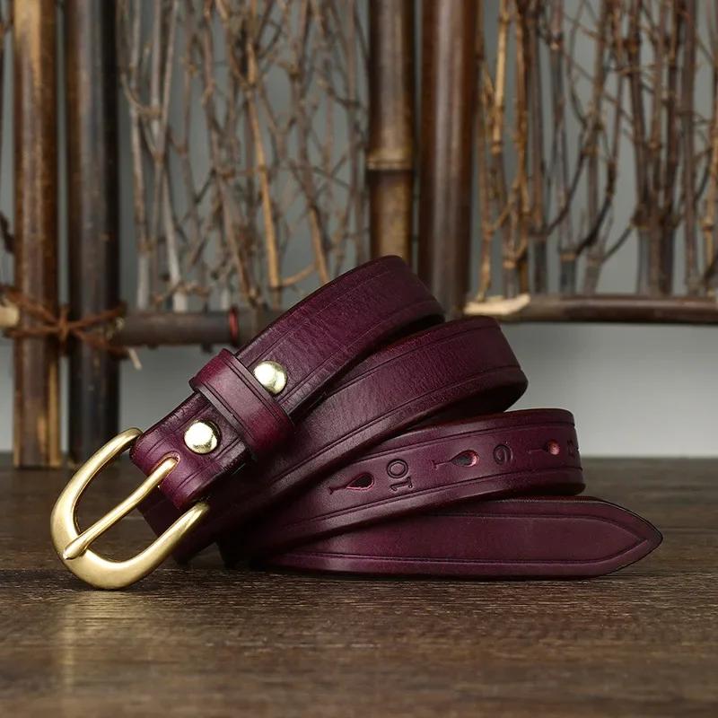 2,4 см толстый воловья кожа медная пряжка женские натуральная кожа повседневные джинсы ремни для женщин роскошный дизайнер корейская мода тонкий ремень