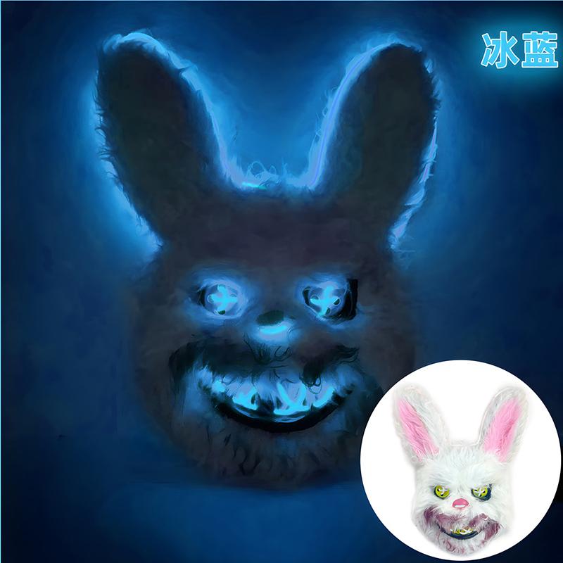 Halloween Luminous Animal Mask Horror Bloody Rabbit Bear Decoration Prop Simulation Fur Mask Role Playing Costume Party Decorati