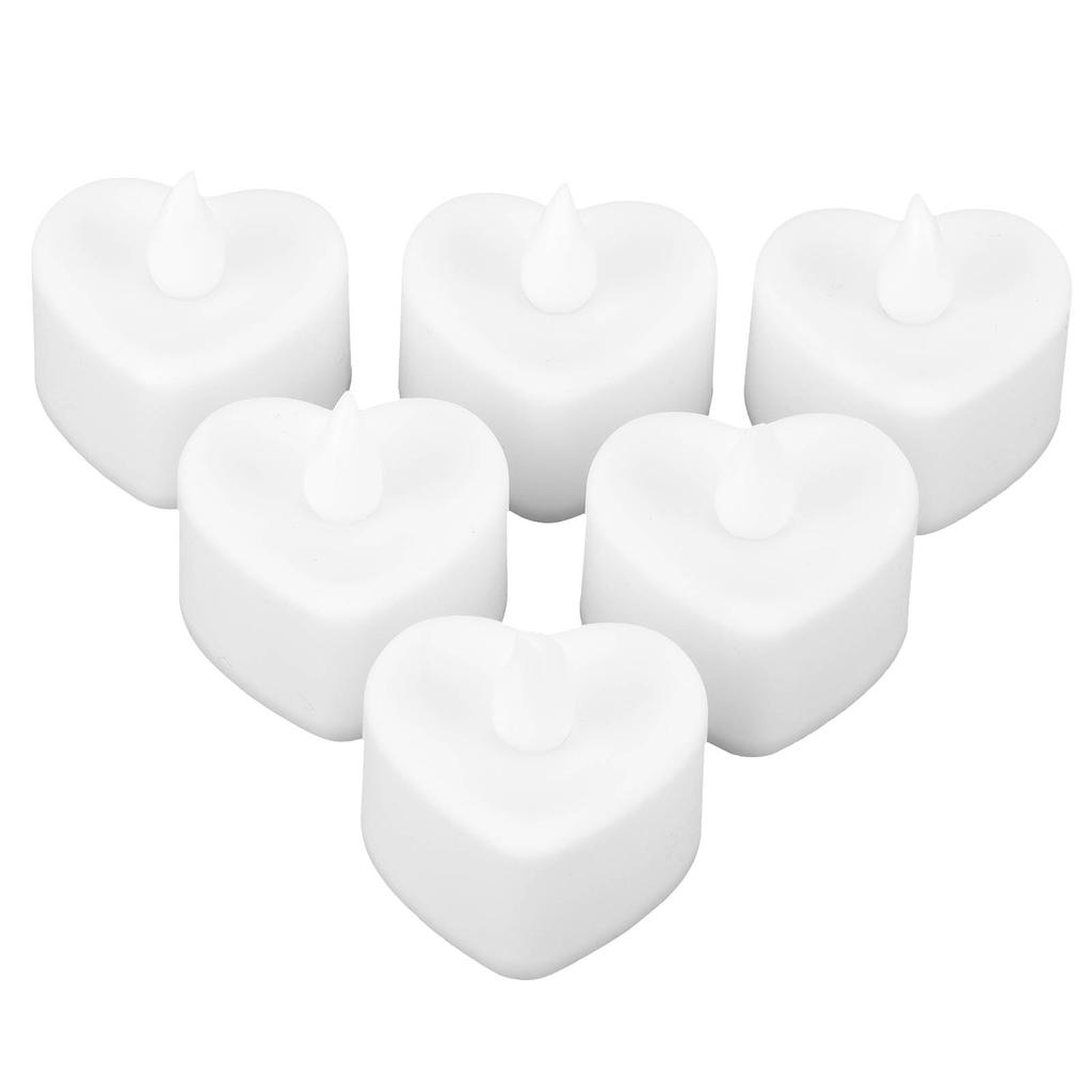 6pcs Electric Candle Lights Love Warm White Light Flameless Candles for Wedding Holiday Family Decoration