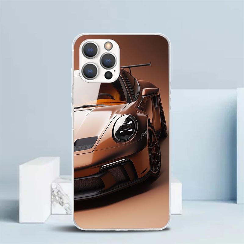 Спортивный автомобиль 911 Мягкий чехол для iPhone 16 17 Air 15 14 Pro Max 16E Чехол для телефона 13 Mini 12 11 7 SE 8 Чехлы с принтом Fit 16 17 A