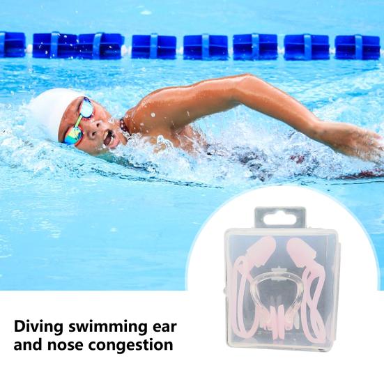 Swimming Earplug Compact Strong Toughness Comfortable Fit Swim Nose Clip Water-resistant Swimmers Earplug Swimming Earplug Diving Use