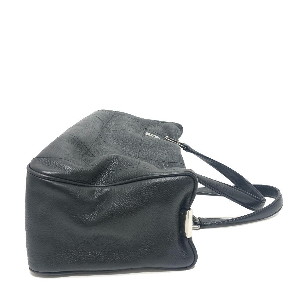 CHANEL Chocolate bar Handbag Soft Caviar Leather Black/SilverHardware