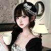 Elegant Lace Billycock Hat Exquisite Heart Crystal Round Hat Headdress Bow Pillbox Hat  Photography