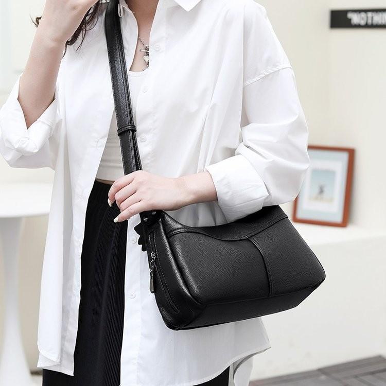Textured soft leather women's shoulder bag fashion high simple temperament women's messenger bag women's large-capacity mother bag