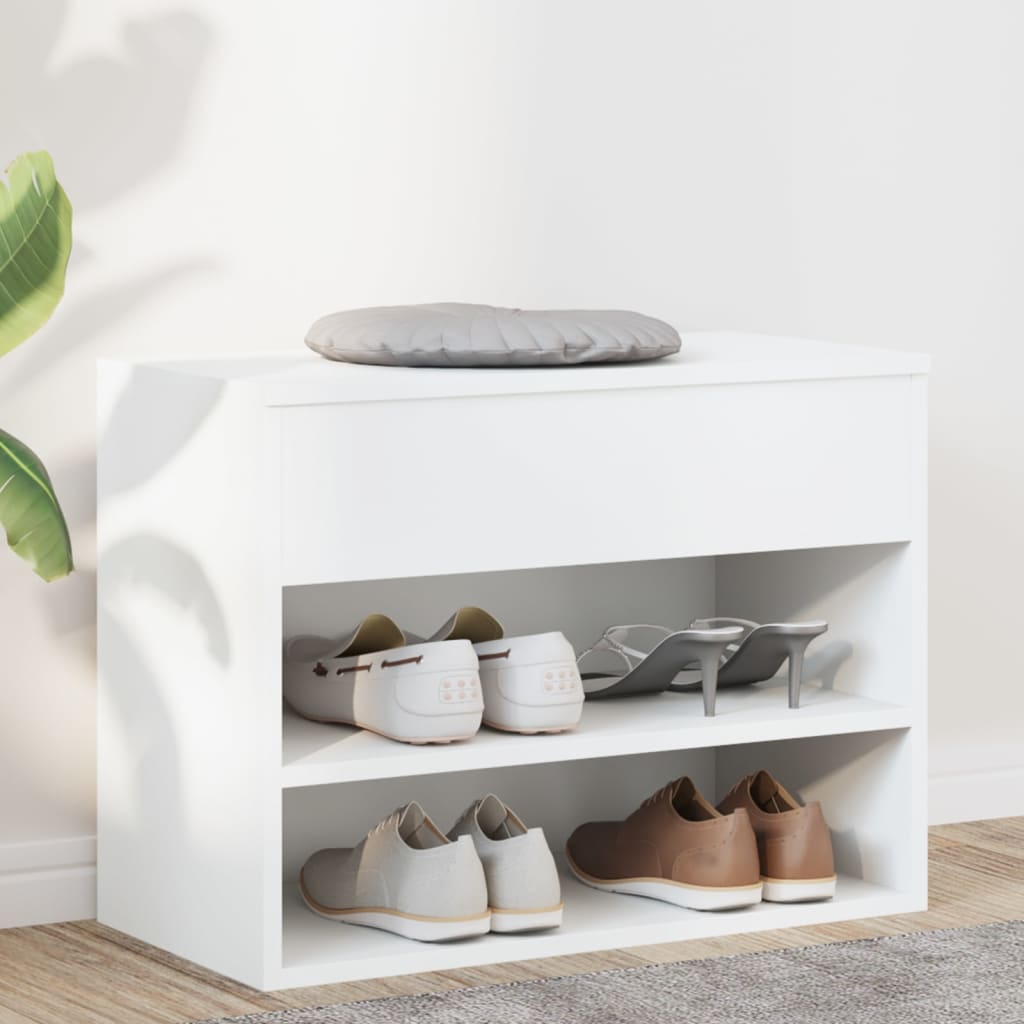 Shoe Bench White 60 x 30 x 45 cm Particleboard