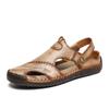 New Men's Leather Sandals Summer Cowhide Convertible Toe Post Sports Casual Slide Sandals Handmade Breathable Footwear