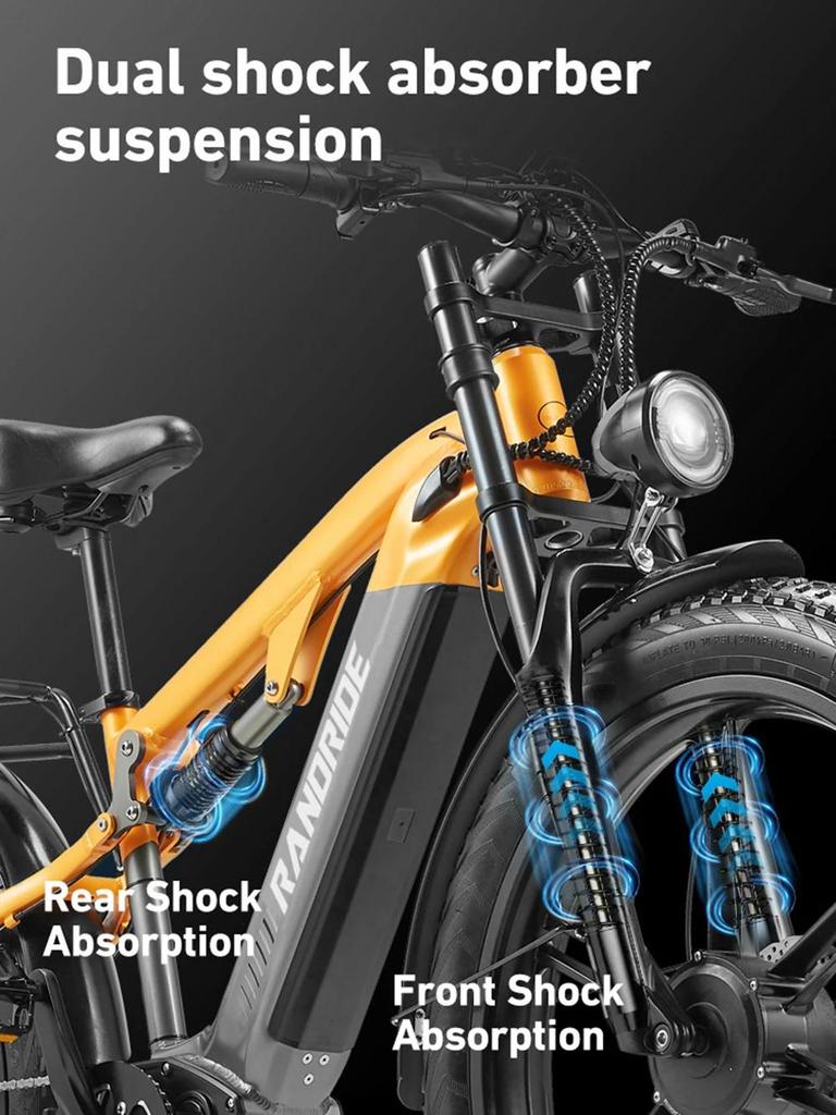New YX80M-2 Adult Ebike 750W * 2 Dual Motor 48v 20Ah Battery Hydraulic Brake Fully Suspended 26 inch Mountain Tire Bicycle