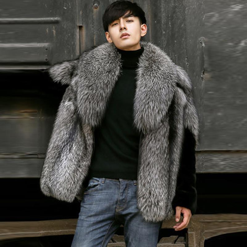 Autumn and Winter Men's Casual Faux Fur Coat Thickened Warm Coat