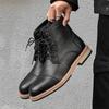 Fashion Chelsea Mens Boots Retro Style Outdoor Lace-up Winter Platform Motorcycle Boots Business Comfortable Mens Casual Shoes