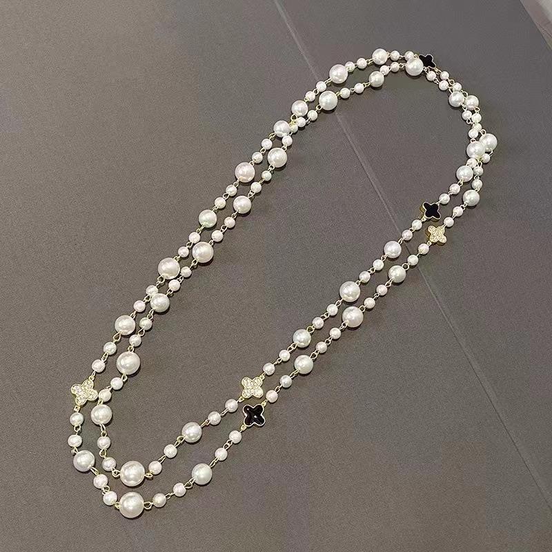 Модное многослойное ожерелье с четырьмя листами клевера, длинное женское ожерелье в стиле ретро, новое ожерелье Palace Temperament