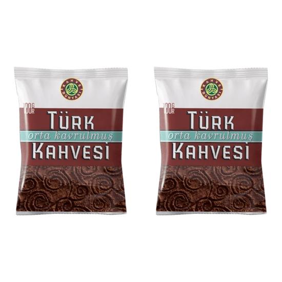 Kahve Dünyası Турецкий кофе с жевательной резинкой, очень обжаренные и среднеобжаренные наборы турецкого кофе в экономичной упаковке 100 гр.