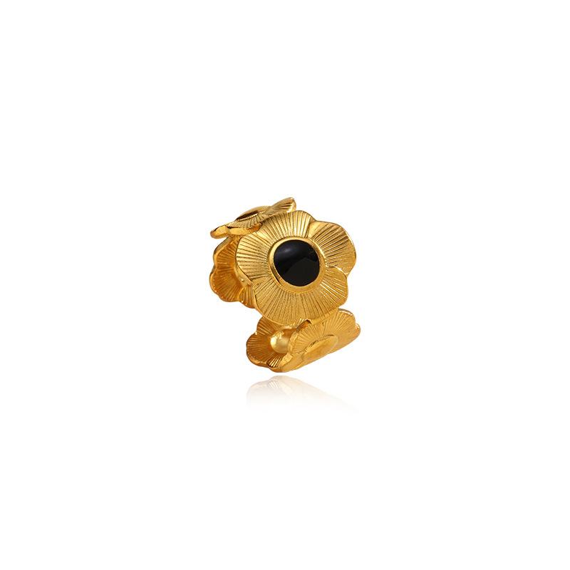 Chenhe jewelry women's high-end stainless steel flowers do not fade jewelry light luxury gold opening titanium steel ring
