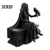 Ручная Детальная Резьба 3D Печатная Готическая Фигурка Королевы Ворон, Статуя в Плаще с Украшенным Коллекционным Вороном, Жуткое Настольное Украшение для