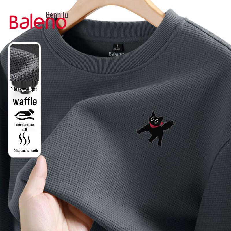 Baleno Men's Waffle Knit Cartoon Pullover Sweatshirt