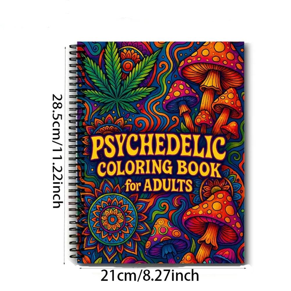 M-Modern-Mushroom, Magic Worlds, Optical Illusion Coloring Book For Adults- Trippy Design Psychedelic Coloring Pages less