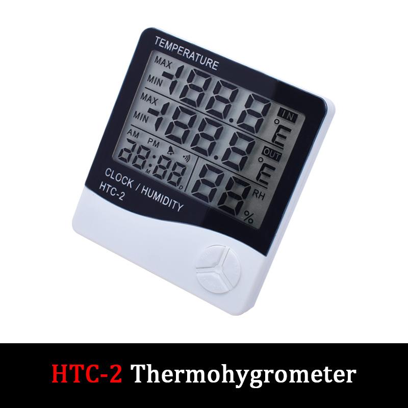 Цифровой ЖК-термогигрометр HTC-1/2, Измеритель температуры и влажности для помещений/улицы с часами и записью максимальных/минимальных значений
