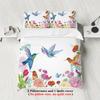 Набор из 3 предметов с принтом в виде колибри с натуральным цветочным узором (1 пододеяльник+2 наволочки, без наполнителя) мягкий и удобный постельный комплект