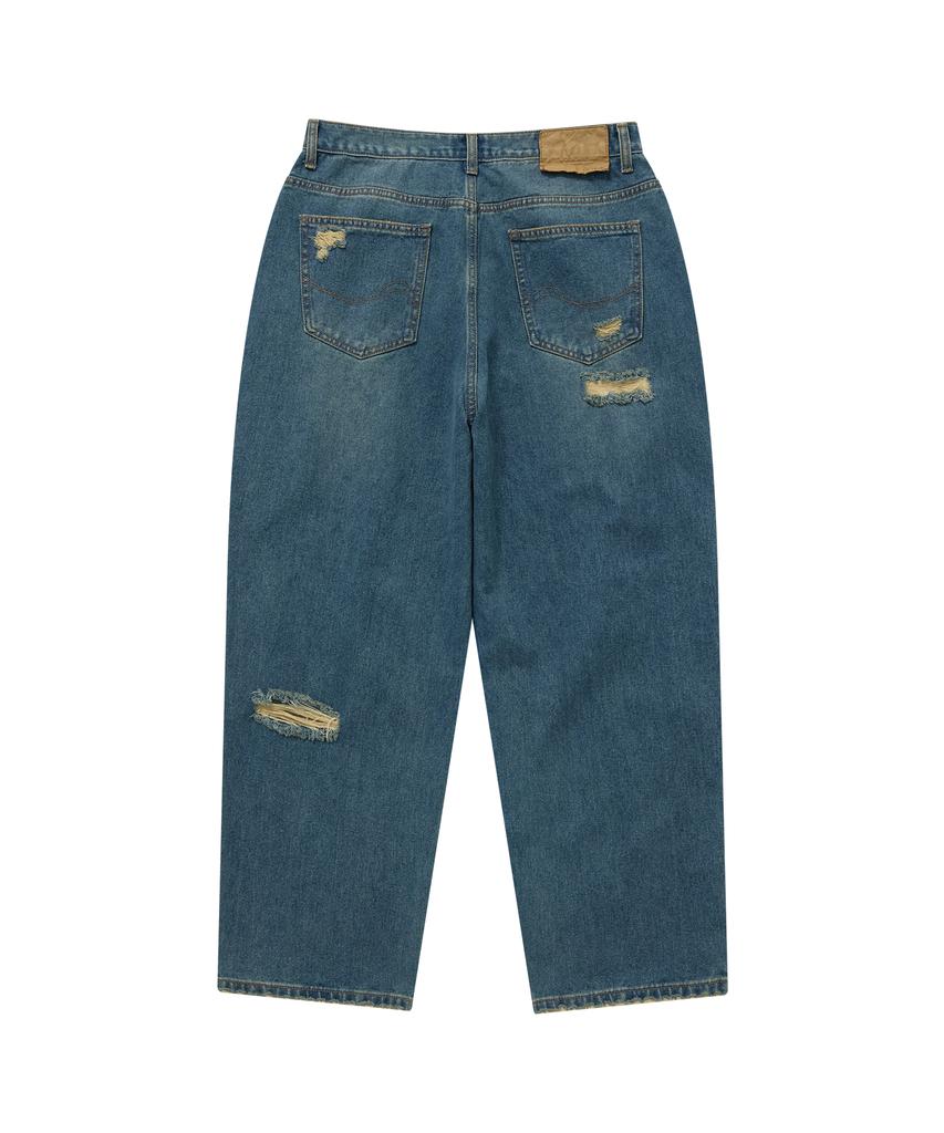 COVERNAT Ring Thread Wide Denim Pants Blue Green