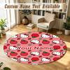 Hello Kitty Personalized Round Rug Support Custom Name, Soft Home Decor Mat