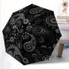 1 шт. Зонт-трость с принтом «Пейсли и кошки», автоматическое открытие/закрытие одной кнопкой, компактный складной купол, прочная ветрозащитная конструкция с 8 спицами, легкий, 08